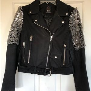 Zara Embellished vegan leather jacket with Sequins